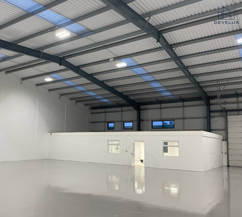 Warehouse fit-out with painted walls and resin floor